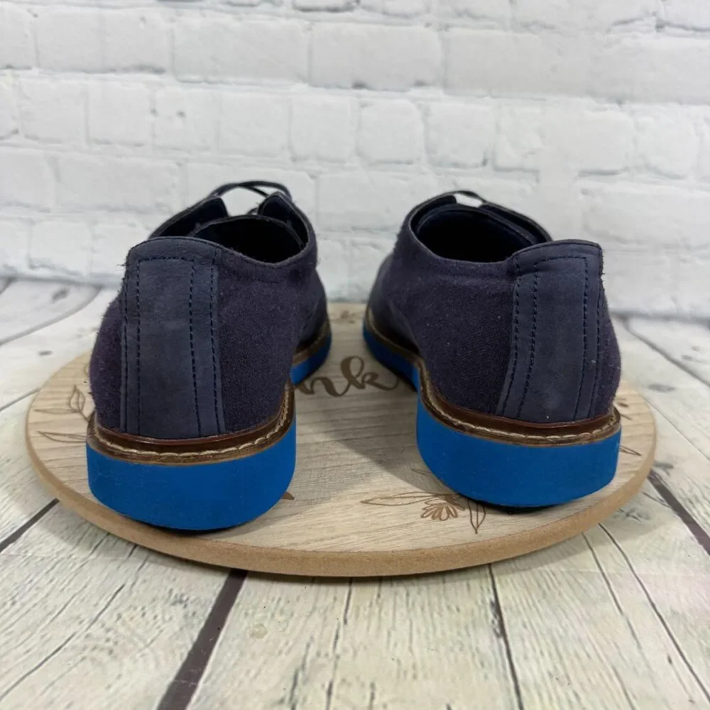 Cole Haan Navy Canvas & Suede Oxfords with Bright Blue Soles